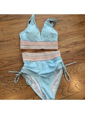 B WOMENS BLUE HIGH WAIST BIKINI XS WOMENS